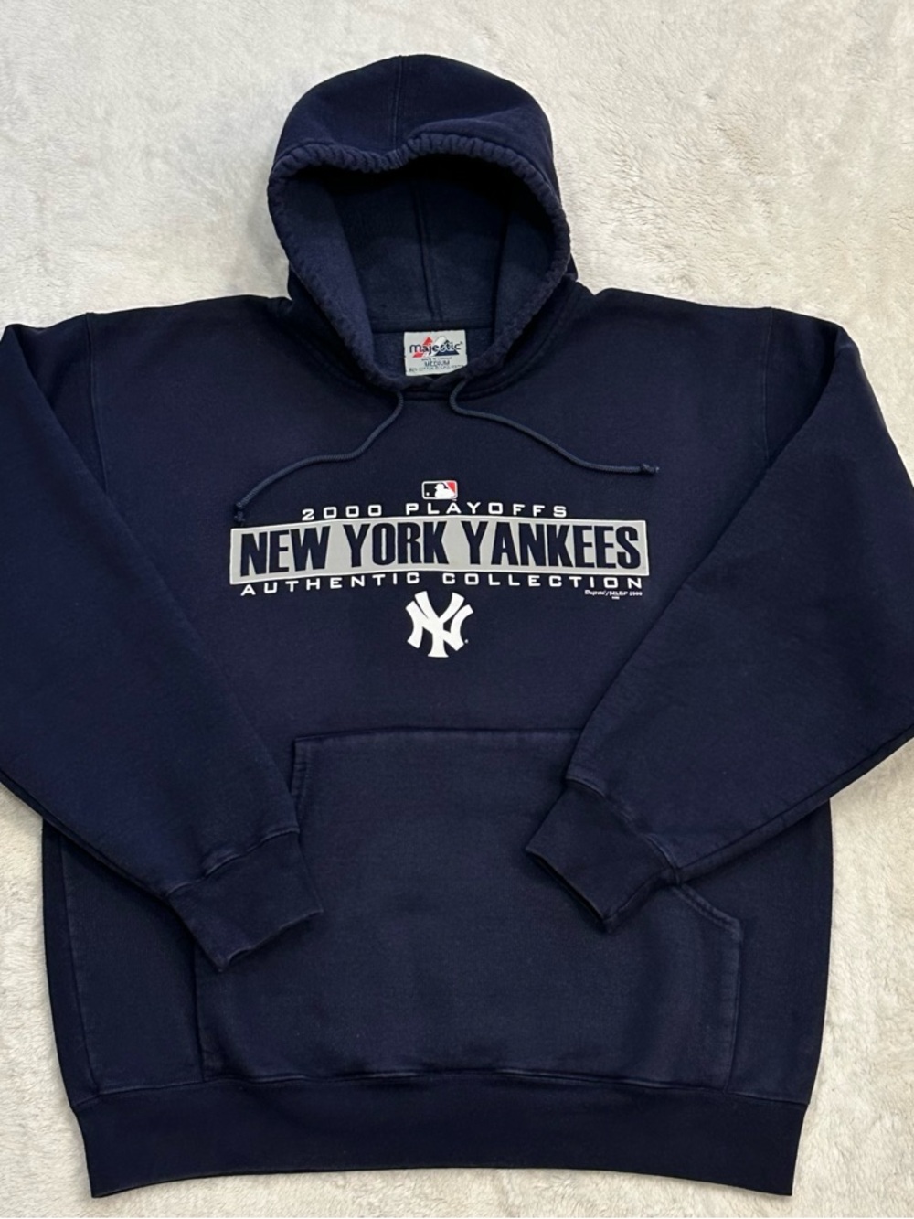 Vintage 2000 NY Yankees Playoffs Hoodie Majestic Made in Canada Y2K MLB Medium